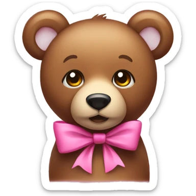Bear with a pink bow sticker