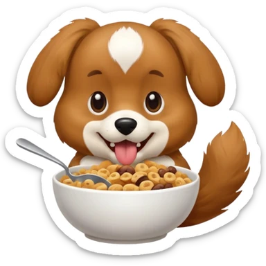 Dog eating cereal sticker