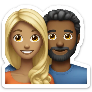 Black bearded man and blonde hair black woman happy together  sticker