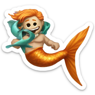 Merman with tigershark tail sticker