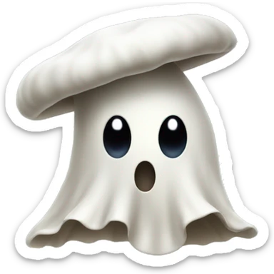 little ghost with a mushroom hat running sticker