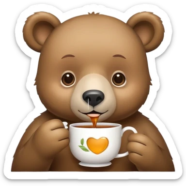 Cute bear drinking tea sticker