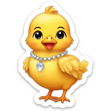 Baby chicken with necklace sticker
