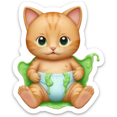 Cat baby slime her diaper  sticker