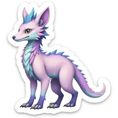 Feral Rare Fantasy cute pastel Vernid-Sergal-animal-creature-hybrid by LiLaiRa, markings, tufted ears, full body sticker