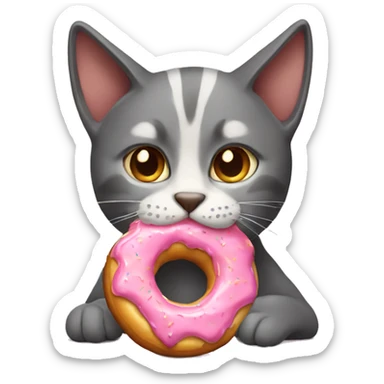 cat  eating donut sticker