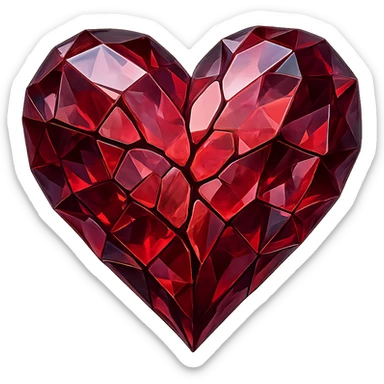 heart with a shattered gemstone effect, remove background sticker