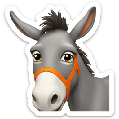 Donkey with a big orange mustach sticker