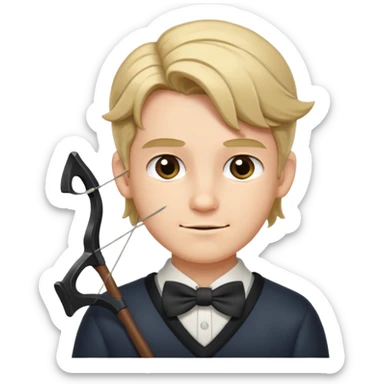 Emoji with bow tucking hair behind his ear with smirk sticker
