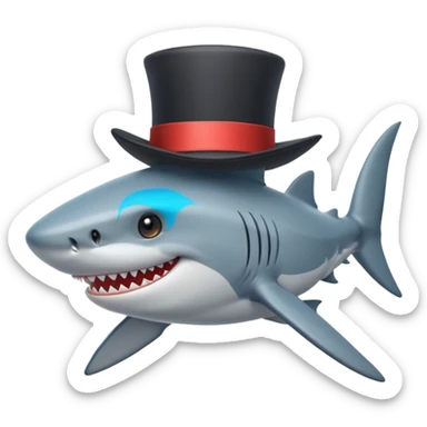 Shark with a top hat sticker