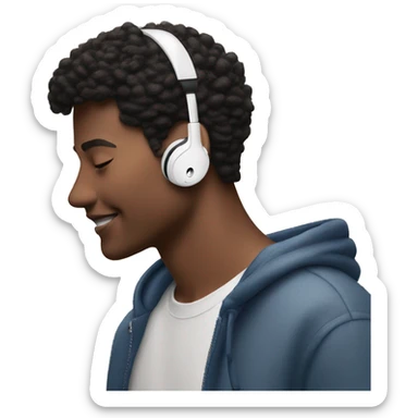 Person listening to music via apple airpods sticker