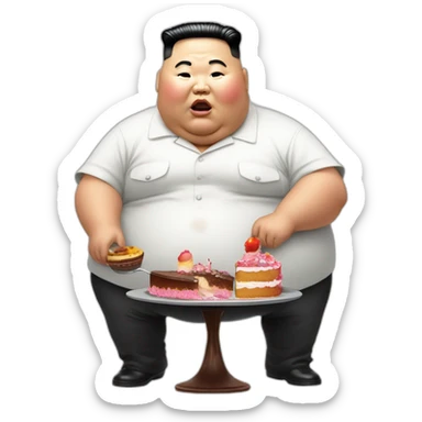 Kim jung un morbidly obese eating cake sticker