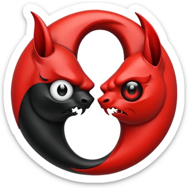Yin Yang with Devil Combination sticker