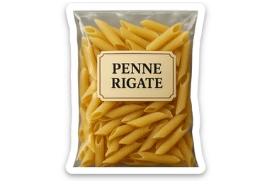 pacco di pasta (penne rigate) realistico, 4k sticker