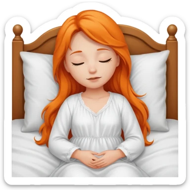 Orange long hair girl sleeping in bed alone sticker