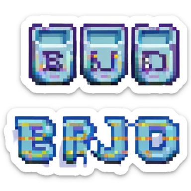 a pixel art icon representing 'brud', using blocky, 8-bit style lettering sticker