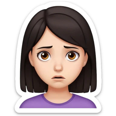 girl with dark hair looking very worried sticker