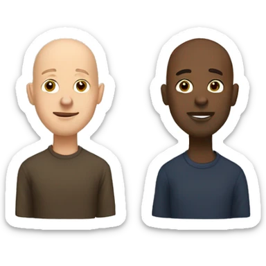 Two black guys One bald One with curly hair.  sticker