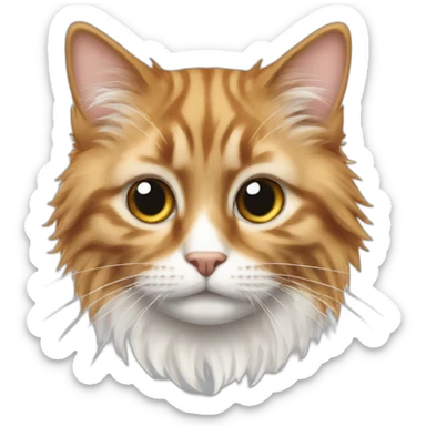 Chat poils longs blanc à taches rousse sticker