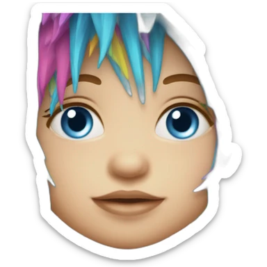 blue eyed toddler with colorfull spikes hat sticker