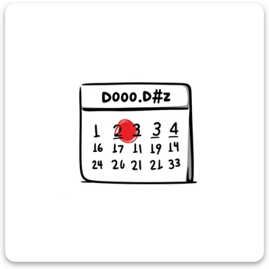 Hand-drawn calendar with important date circled in red sticker