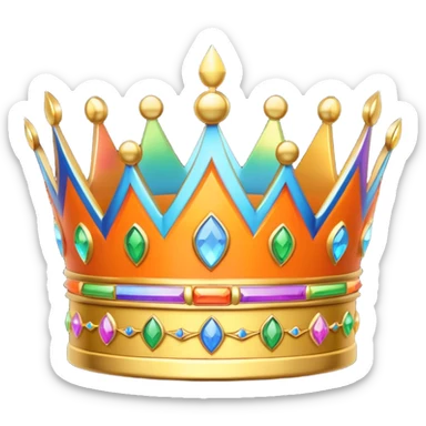 3d crown orange in color with rainbow inlay sticker