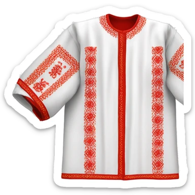  Shirt  vyshyvanka, white with red round embodiary on sleeves sticker