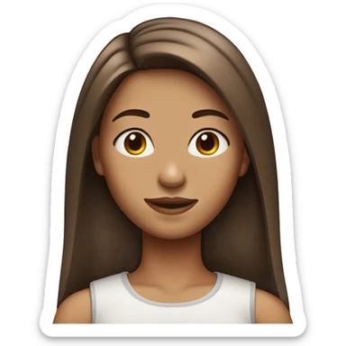 girl with brown middle parted straight hair sticker