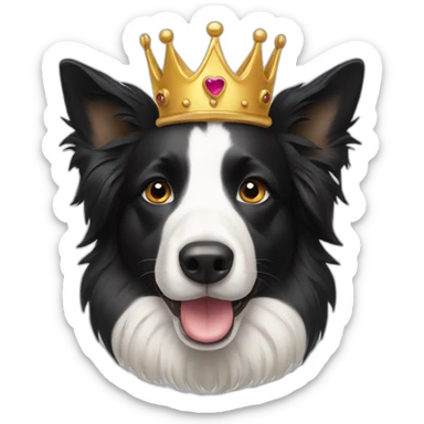 Border collie with a crown sticker