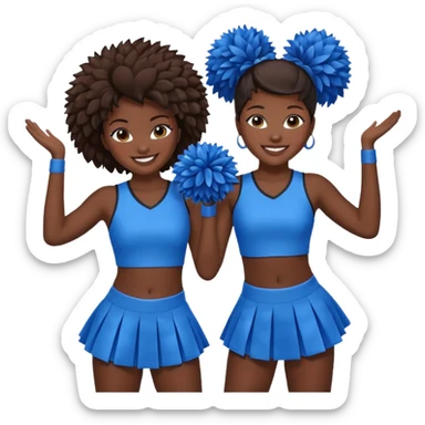 4 girls in a blue poms cheer stunt black skin, brown skin, white skin sticker