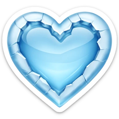 a ice blue heart carved from a glacier sticker