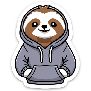 Sloth wearing sweatshirt sticker
