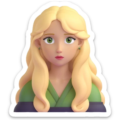 long-haired blonde with swamp eyes, thoughtful sticker