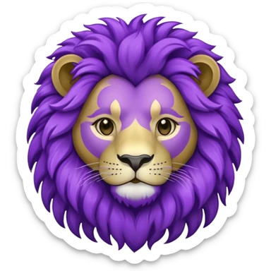 glitter purple and cian lion sticker
