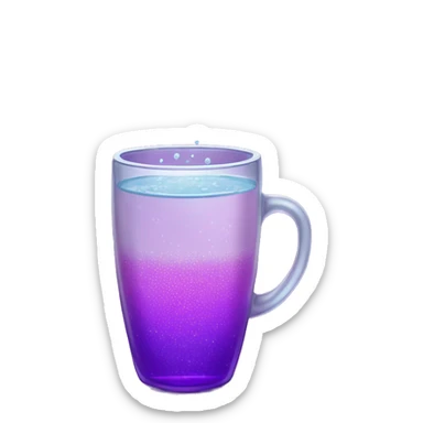 Cup of water poured into sparkly radiant purple glass  sticker