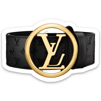 Luxury Black Louis hVuitton belt with Gold buckle sticker