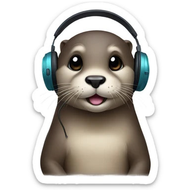 Otter with headphones sticker
