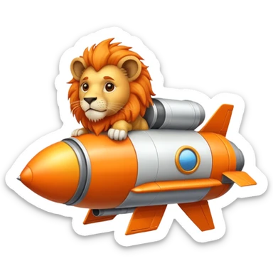 make a lion in a rocket sticker