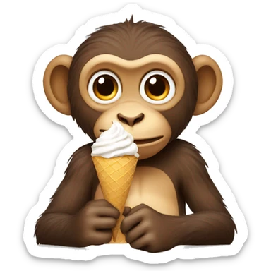 Monkey eating ice cream sticker