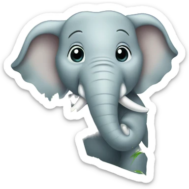 Elephant eating sugarcane sticker