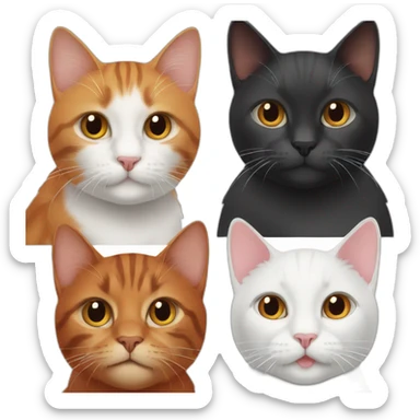 Two cats one black and white one red hair sticker