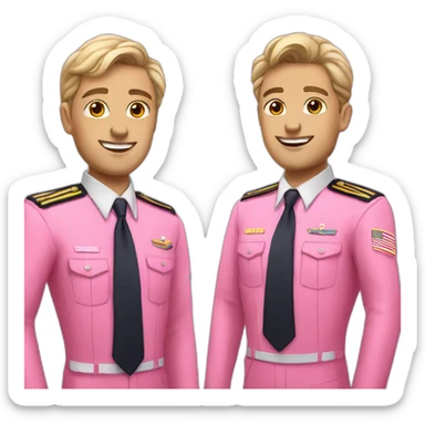 Two white gay pilots in pink uniform sticker