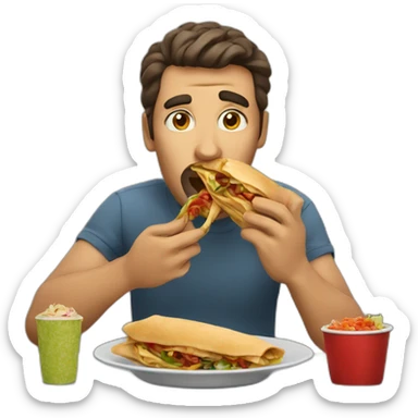 man eating shawerma sticker