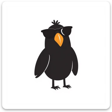 black bird with sunglasses and orange beak sticker
