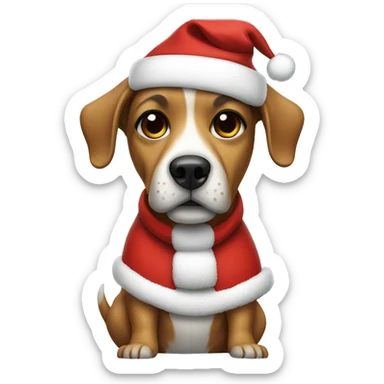 Dog wearing santa costume sticker