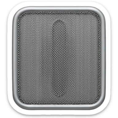 3D render of Speaker Grille, made of interlocking chainmail metal rings, wire mesh texture, visible holes and negative space, metallic silver and grey, high contrast shadows, emoji style, isolated on white background --v 6.0. sticker