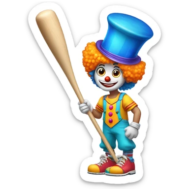 A blue haired clown core boy with a party hat and a baseball bat sticker