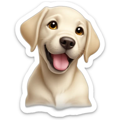 Happy white baby labrador mix sticker