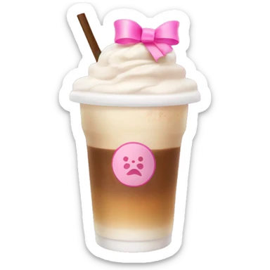 iced coffee latte with cold foam on top in a cup with a pink bow logo sticker