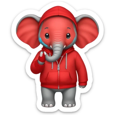 An elephant with a red hoodie on sticker